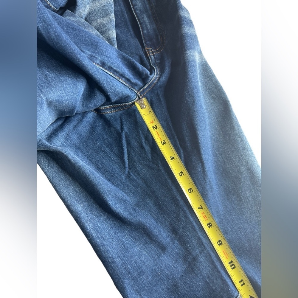 Home Folk Distressed Women's Dark Wash Blue Flare Jeans - Picture 10 of 14